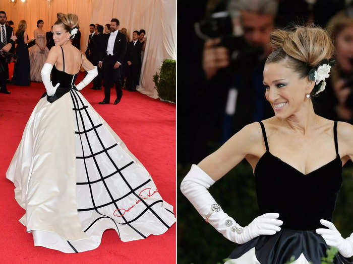 Parker looked like she was attending a royal ball in her Oscar de la Renta ensemble for the 2014 Met Gala, which had a "Charles James: Beyond Fashion" theme.