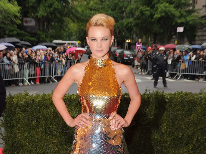 For the 2012 Met Gala, Carey Mulligan wore a metallic gown by Miuccia Prada that fit perfectly with that year