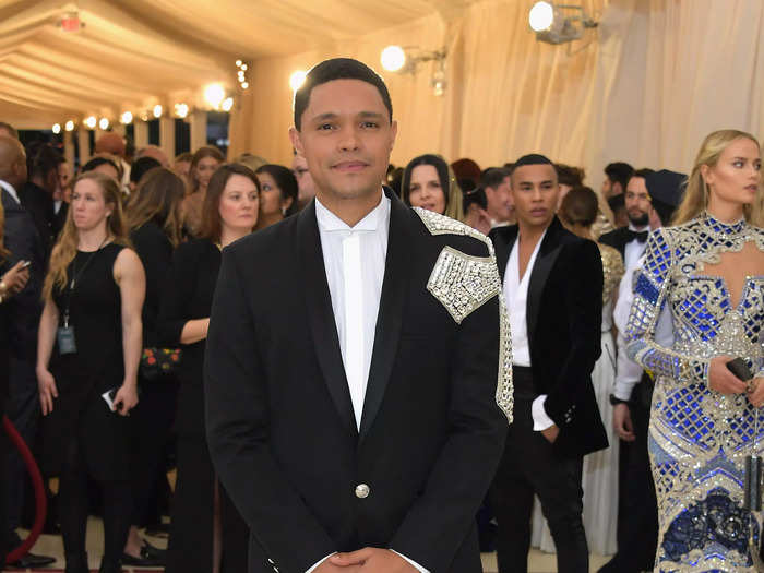 Trevor Noah took his suit game to the next level by affixing a giant, studded cross on his shoulder.