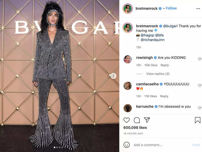 Bretman Rock went to the same event in a Richard Quinn suit that was covered in crystals.