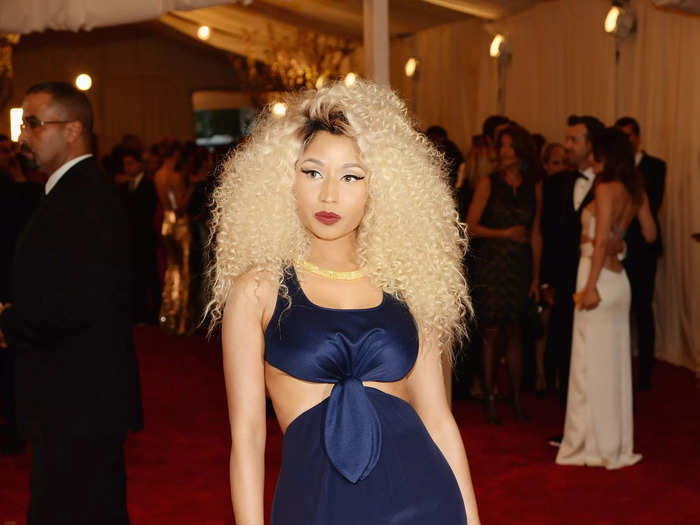 Nicki Minaj kept things simple for her first Met Gala red carpet in 2013 with a navy-blue gown.