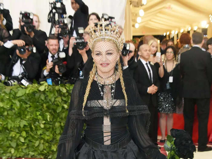 Madonna was regal in an all-black ensemble for her most recent Met Gala appearance in 2018.