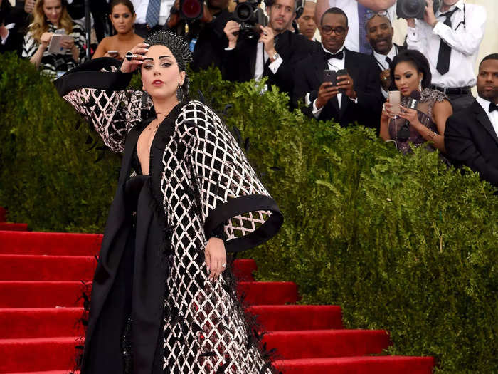 Lady Gaga wore a kimono-inspired ensemble for her first Met Gala red carpet in 2015.