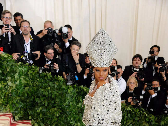 But Rihanna has since become the queen of the Met Gala thanks to her dramatic looks, including this 2018 outfit that was inspired by the pope.