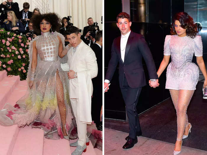 Priyanka Chopra Jonas and Nick Jonas embraced the camp theme that year but looked glamorous afterward.