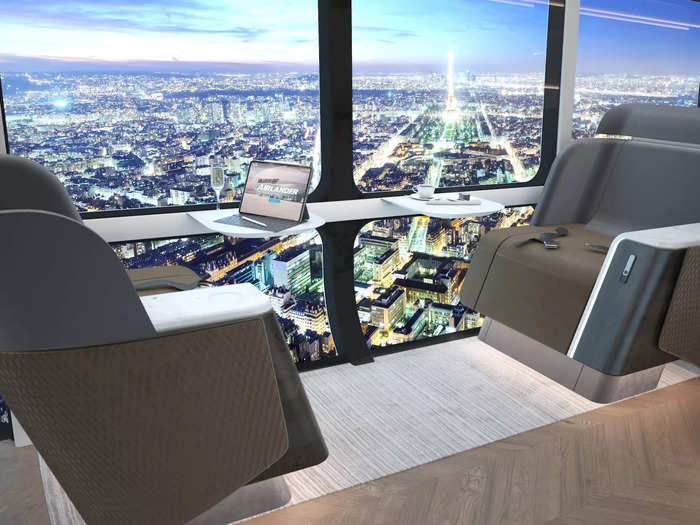 The Airlander will also have floor-to-ceiling windows for a panoramic view of the outside ...