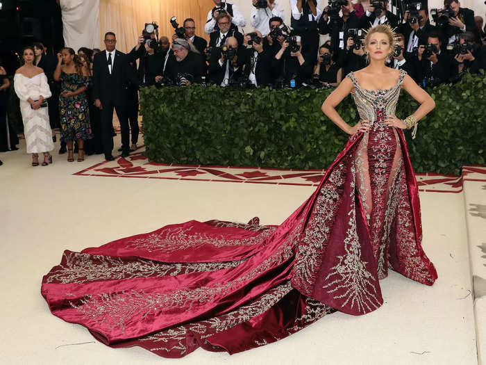 Blake Lively looked regal at the 2018 Met Gala in a Versace gown that took more than 600 hours to make.