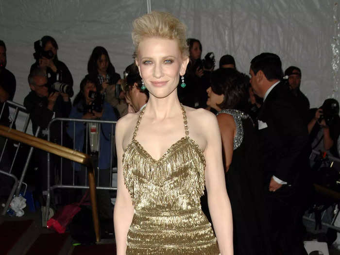 Cate Blanchett embraced fringe in a golden Balenciaga gown at the 2007 Met Gala.