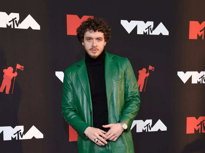 Jack Harlow went with a head-turning green leather suit for the occasion.