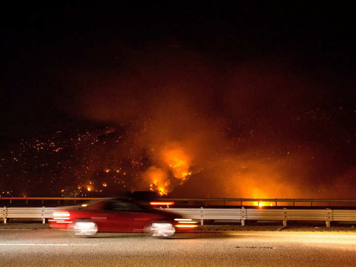 Nearby structures faced potential damage and destruction from the fire