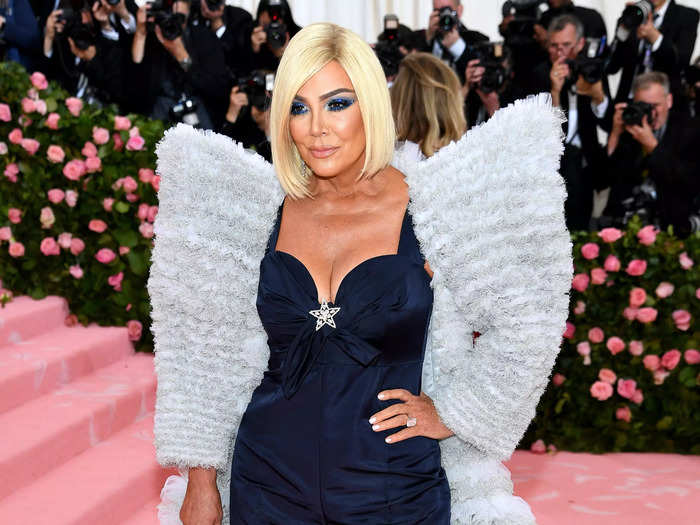 Kris Jenner also went the dramatic route at the 2019 Met Gala in an oversized coat and blonde wig.