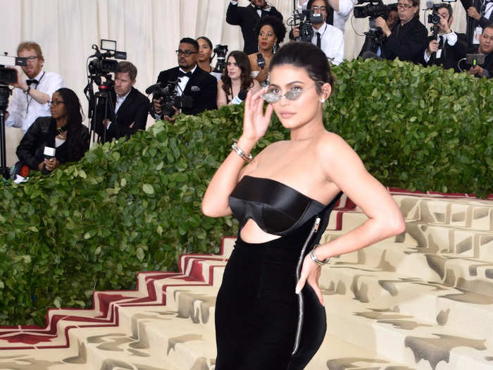 Kylie Jenner donned this Alexander Wang gown at the 2018 Met Gala just three months after giving birth to her daughter, Stormi Webster.