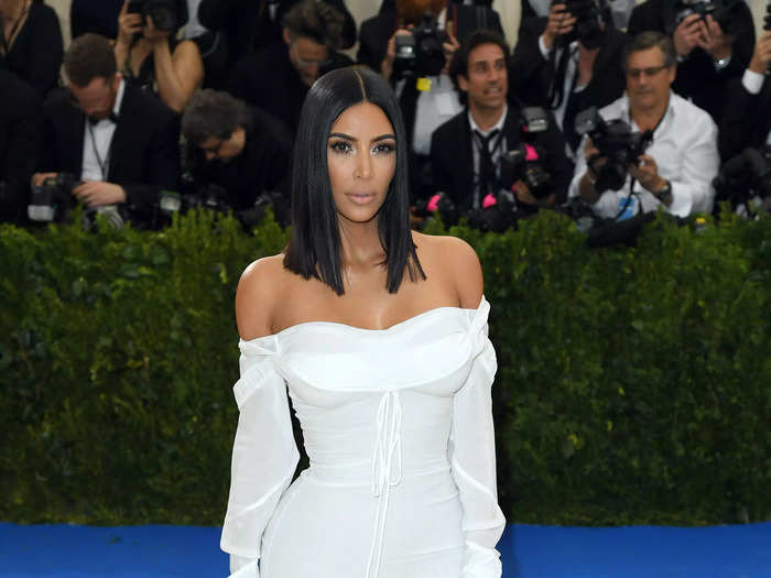 Kim Kardashian opted for a simple white gown in 2017.