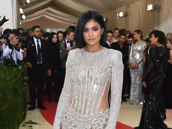 Kylie Jenner arrived at her first Met Gala in a gorgeous Balmain gown.