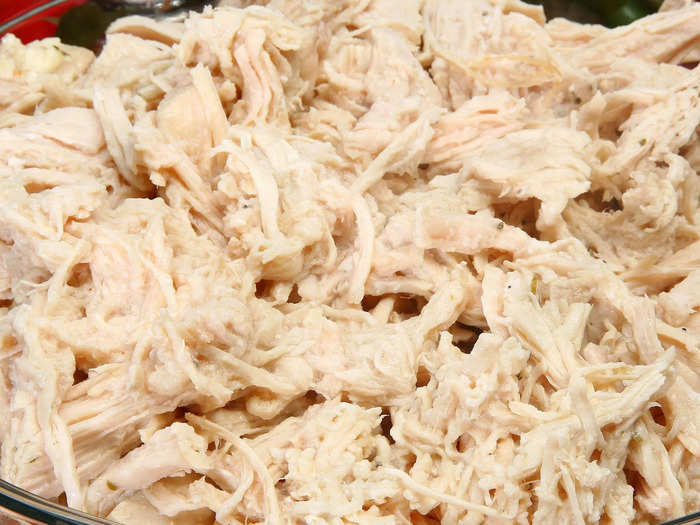 Pulled chicken can be served on its own for even the pickiest of eaters.