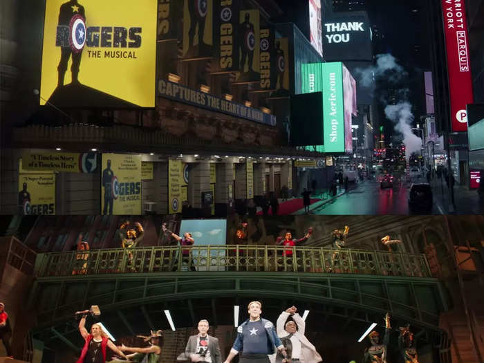 The Battle of New York is seemingly referenced in an in-universe Broadway show called "Rogers: The Musical."