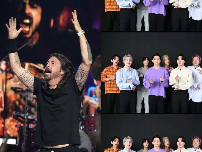 Dave Grohl threw his hands in the air and cheered when BTS won best K-pop.