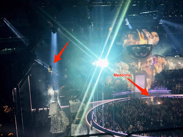 Bieber and LAROI were hoisted into the air during the show