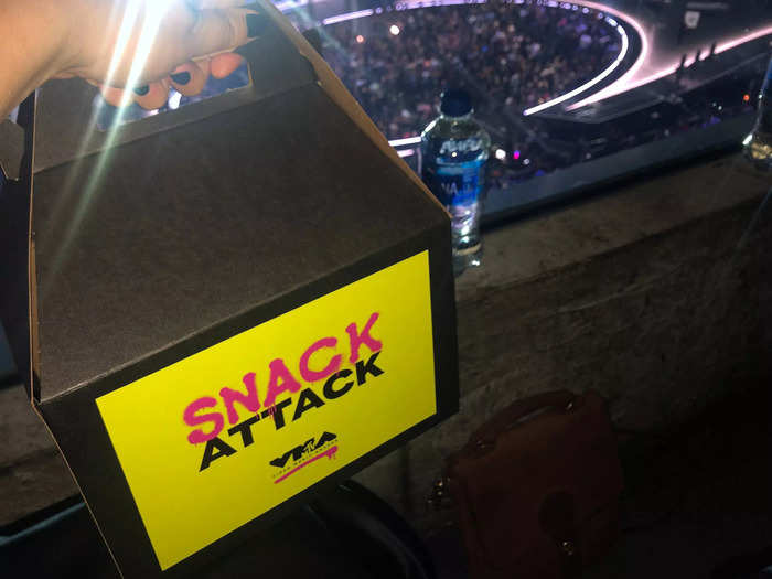 There was a snack pack and water bottle waiting on every seat.