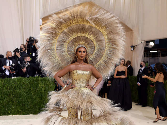 Iman served in gold, wearing a Harris Reed piece.