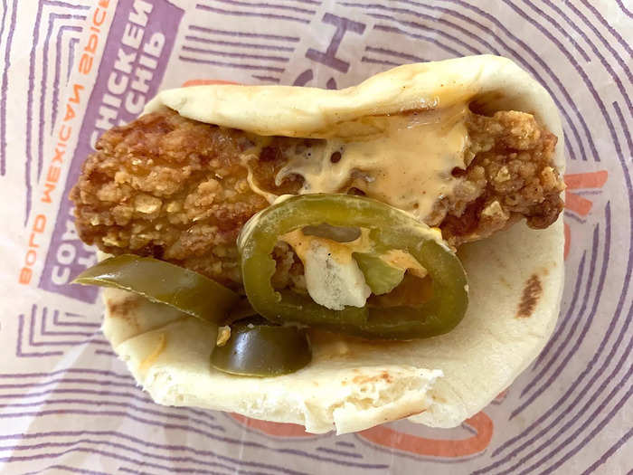 Next up was the Spicy Crispy Chicken Sandwich Taco, which benefited from the addition of the jalapeño peppers.