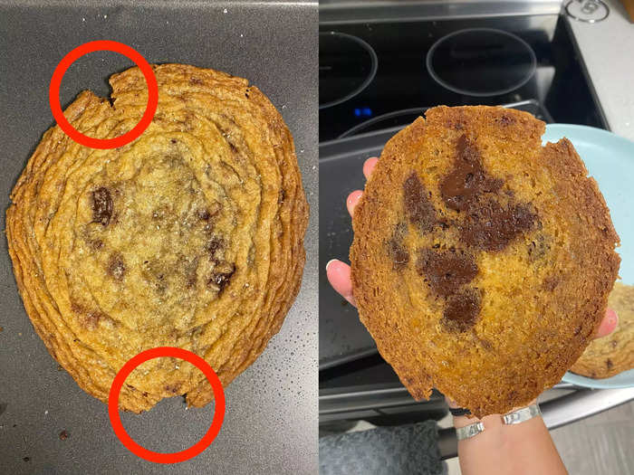 Take care not to bang too hard, though, because your cookie might split at the edges like one of mine did.