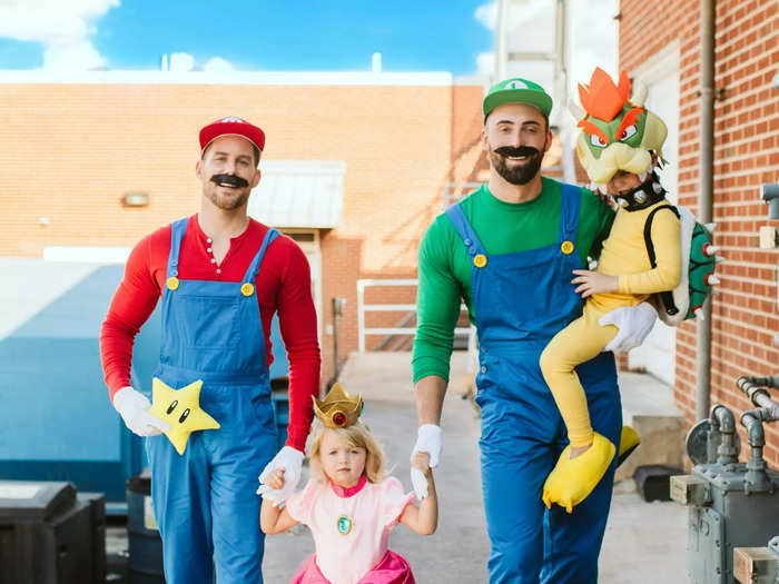 Couples who game together can be Mario and Luigi for Halloween.