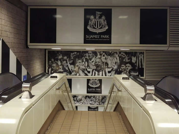 ... while the St James station was themed around Newcastle United Football Club.