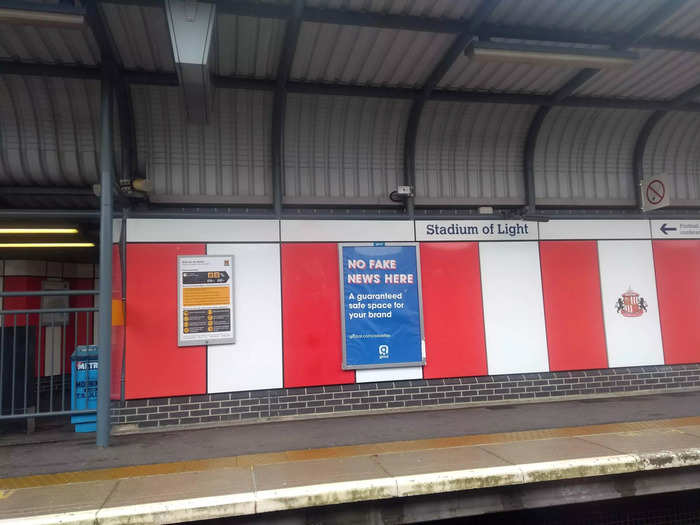 ... but three of the stations were located really close to sports stadiums. The Stadium of Light Metro station was painted in the colors of Sunderland Football Club ...