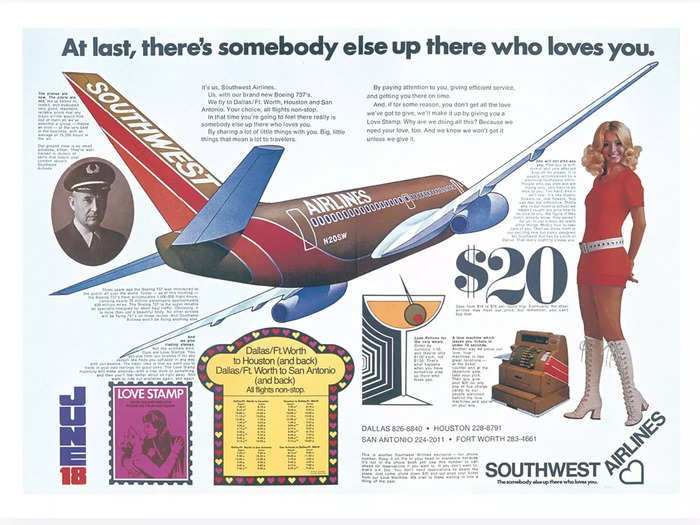 Kelleher continued the playboy theme by creating a "love" culture at Southwest. The carrier was called the "love airline,” automatic ticket dispensers were "love machines," inflight snacks were "love bites," and drinks were "love potions."