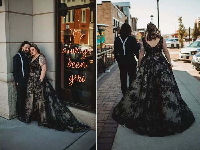 For other brides, lace makes black dresses stand out.