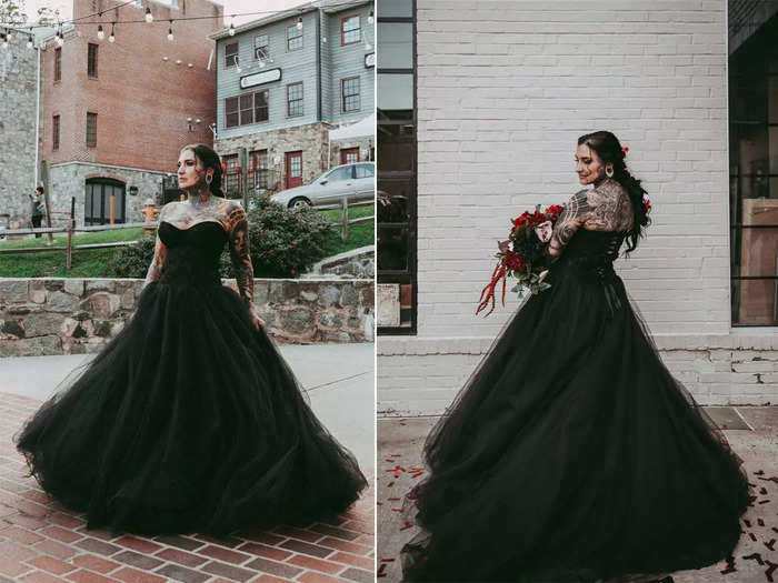 Ball gowns can be just as pretty in black as they are in white.