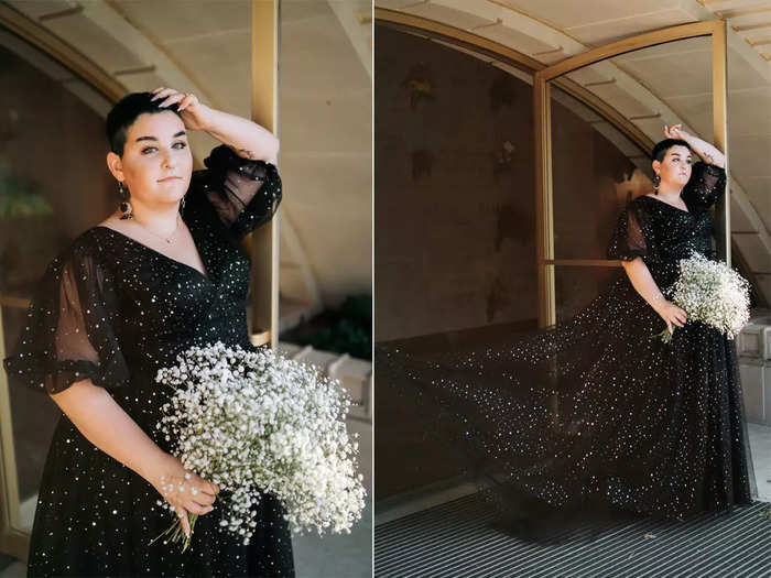 Sparkles can bring dimension to black dresses.