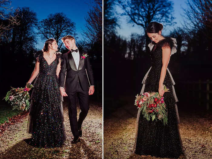 Embellishments can also elevate black gowns.