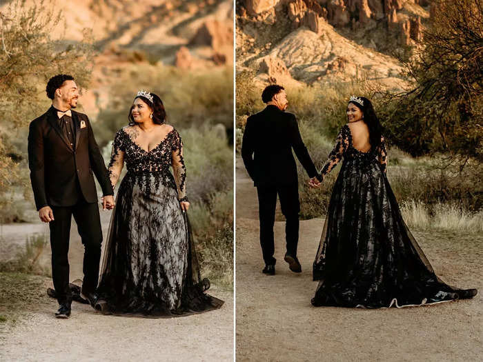 Black dresses can look just as "bridal" as white gowns.