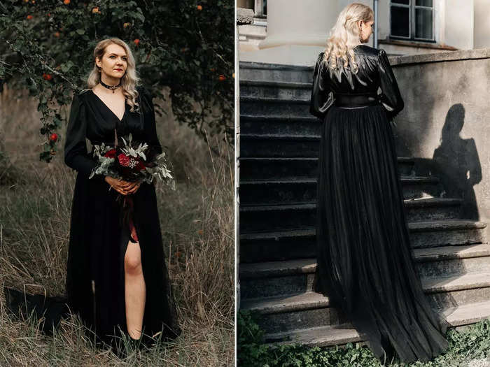 Other brides who wear black dresses prefer to keep their looks simple.