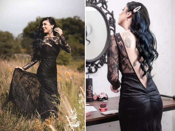 Other brides added even more drama to their black gowns with backless details.