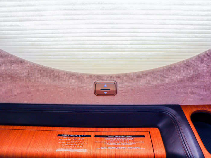 Window shades on the aircraft are also controlled with the press of a button. Flight attendants also have control through a master system panel in the galley.