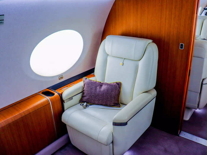 One private jet expert told Insider in a prior aircraft tour that an executive might use this space as an office and the forward sections as the waiting room, calling subordinates back one at a time for in-flight meetings.