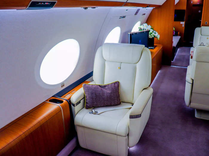 This type of seating area is standard and can be found on nearly every wide-cabin private jet.