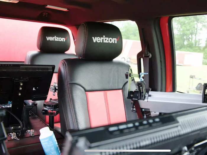 Inside the truck is a six-seat cab with crew work stations and a three-seat command center. Crews can monitor the technologies from the workstations while the vehicle is moving.