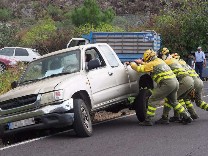 Authorities have closed off nearby roads and urged the public not to approach the lava flows.