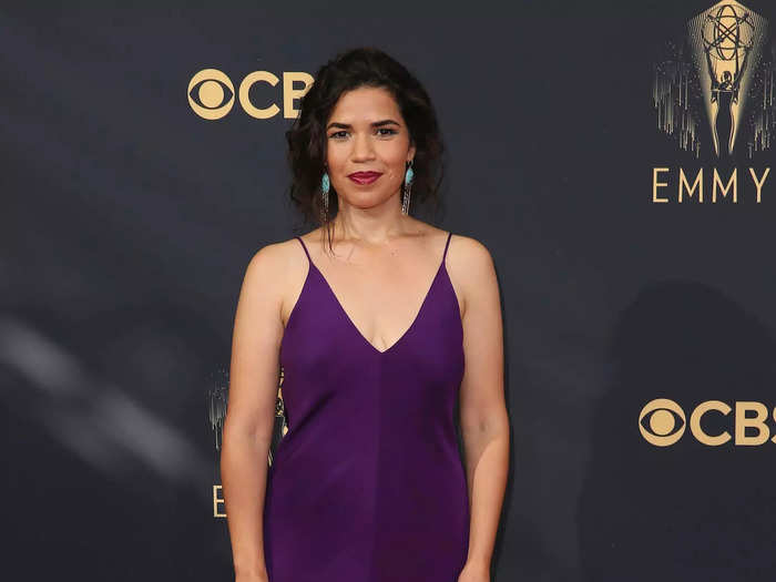 America Ferrera looked regal in a purple gown that was custom-made for her.