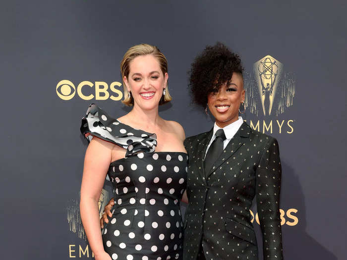 Lauren Morelli and Samira Wiley looked fabulous in black-and-white outfits.