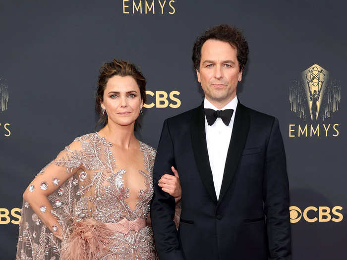 Matthew Rhys looked dapper in a tuxedo, but Keri Russell stole the spotlight in this sheer dress.