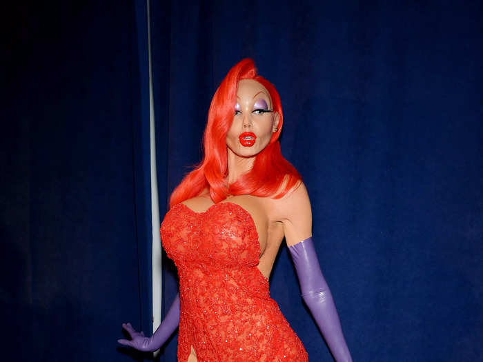 She totally disappeared into this scarily accurate Jessica Rabbit costume in 2015.