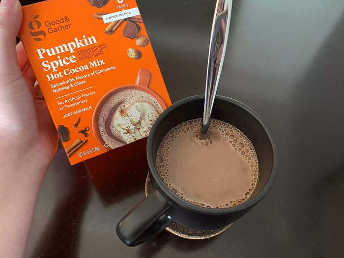 The pumpkin-spice hot cocoa was rich, creamy, and dairy-free.