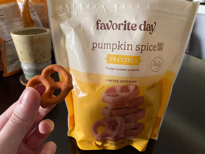 I preferred the pumpkin-spice pretzels to the candy-apple ones.