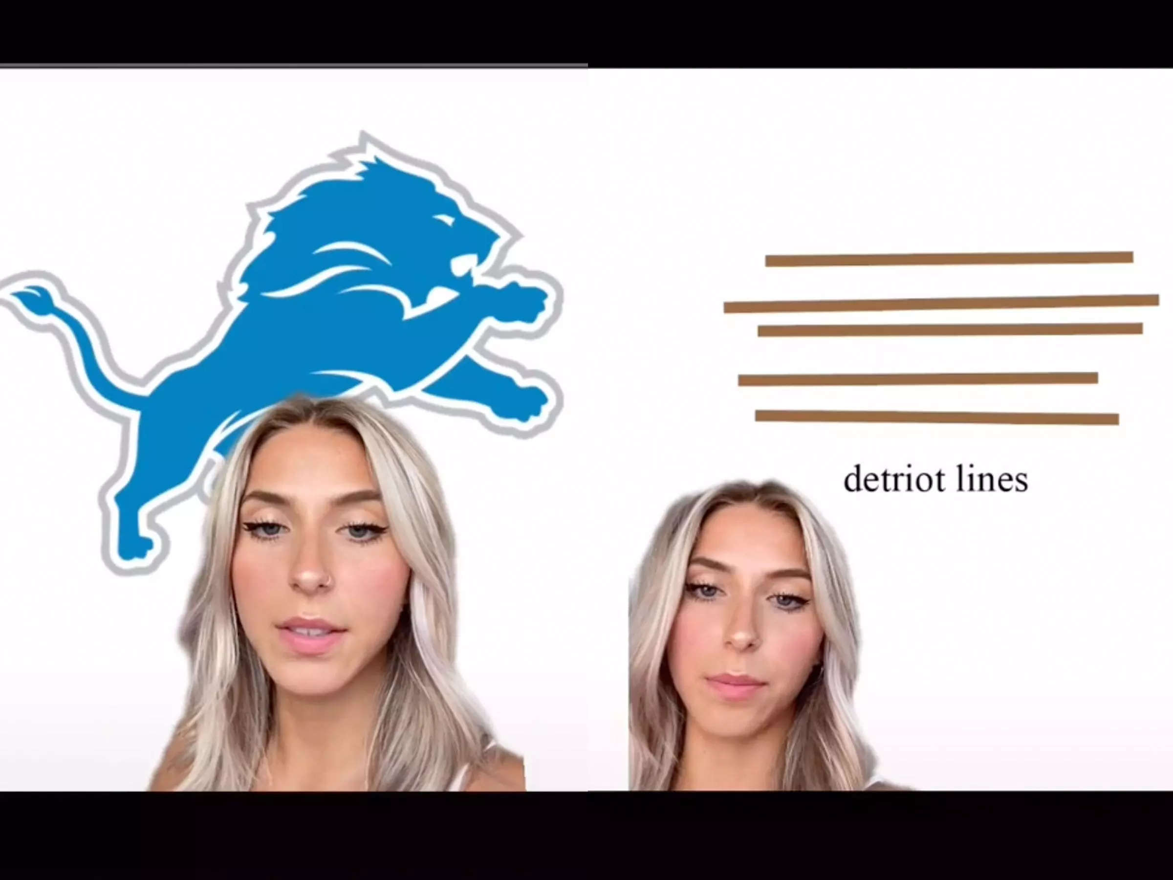 Emily Zugay jokingly recreates the Detroit Lions