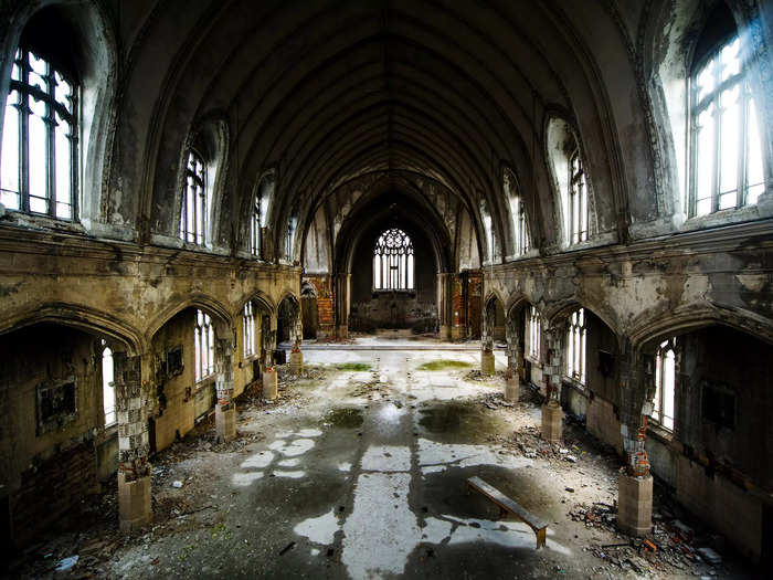 The abandoned Martyrs of Uganda Catholic Church in Detroit, Michigan, was closed by the Archdiocese in 2006.